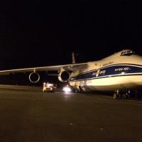 The An-124 carrying LPF refuels on the Azores